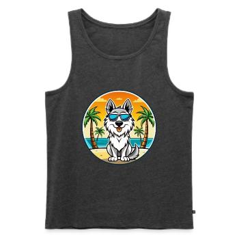 Carpathian Shepherd Dog Breed Cartoon Sunglasses - Men's Premium Organic Tank Top - heather anthracite - Front - Michal (187cm)