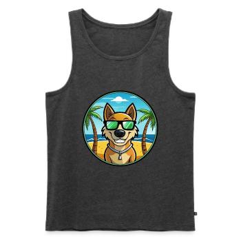 Alano Español Hunderasse Cartoon Sonnenbrille Strand - Männer Premium Bio Tank Top - Anthrazit meliert - Vorne - Michal (187cm)