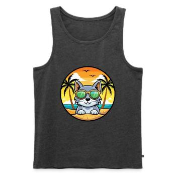 Australian Mist Cat Breed Cartoon Sunglasses Beach - Men's Premium Organic Tank Top - heather anthracite - Front - Michal (187cm)