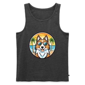Scotch Collie Hunderasse Cartoon Sonnenbrille Strand - Männer Premium Bio Tank Top - Anthrazit meliert - Vorne - Michal (187cm)