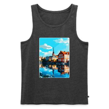Eskilstuna Suède Affiche de voyage vintage souvenir - Débardeur bio Premium Homme - anthracite chiné - Devant - Michal (187cm)