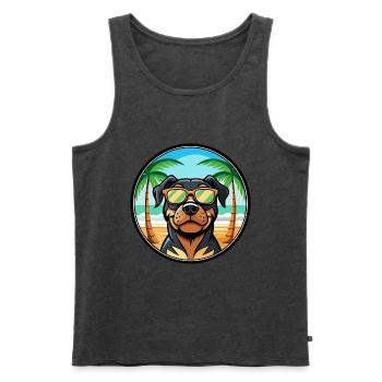Rottweiler Chien Race Dessin Animé Lunettes De Soleil Plage - Débardeur bio Premium Homme - anthracite chiné - Devant - Michal (187cm)