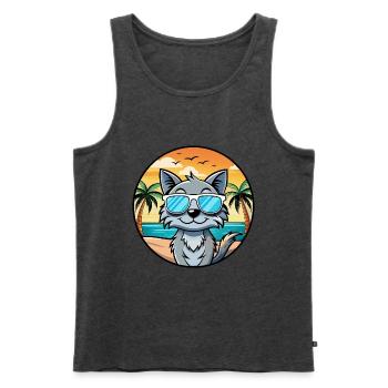 Australian Mist Cat Breed Cartoon Sunglasses Beach - Men's Premium Organic Tank Top - heather anthracite - Front - Michal (187cm)