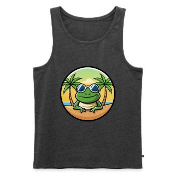 Frosch Lustige Cartoon Sommer Strand Sonnenbrille Aufkleber - Männer Premium Bio Tank Top - Anthrazit meliert - Vorne - Michal (187cm)