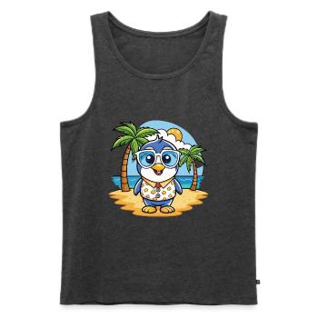 Pinguin Lustige Cartoon Sommer Strand Sonnenbrille - Männer Premium Bio Tank Top - Anthrazit meliert - Vorne - Michal (187cm)