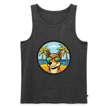 Serbischer dreifarbiger Laufhund Rasse Cartoon Strand - Männer Premium Bio Tank Top - Anthrazit meliert - Vorne - Michal (187cm)