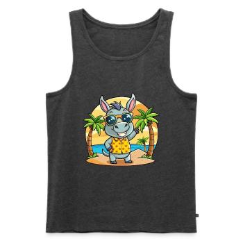 Esel Lustige Cartoon Sommer Strand Sonnenbrille - Männer Premium Bio Tank Top - Anthrazit meliert - Vorne - Michal (187cm)