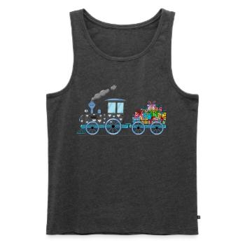 Kinderzug Eisenbahn mit Anhäger - Männer Premium Bio Tank Top - Anthrazit meliert - Vorne - Michal (187cm)