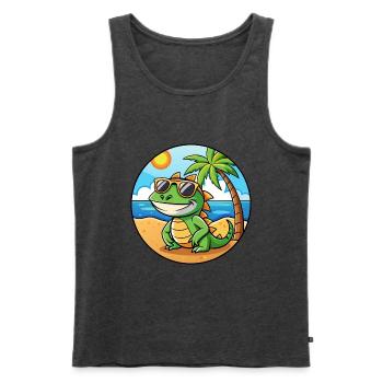 Lizard Lustige Cartoon Sommer Strand Sonnenbrille - Männer Premium Bio Tank Top - Anthrazit meliert - Vorne - Michal (187cm)