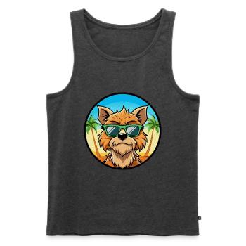 Griffon Bruxellois Dog Breed Cartoon Sunglasses - Men's Premium Organic Tank Top - heather anthracite - Front - Michal (187cm)