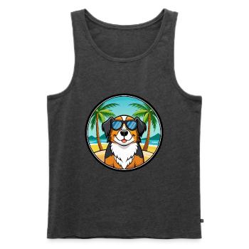 Grand Bouvier Suisse Race Cartoon Beach - Débardeur bio Premium Homme - anthracite chiné - Devant - Michal (187cm)
