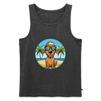 Polnische Jagdhund Hund Rasse Cartoon Sonnenbrille - Männer Premium Bio Tank Top - Anthrazit meliert - Vorne - Michal (187cm)