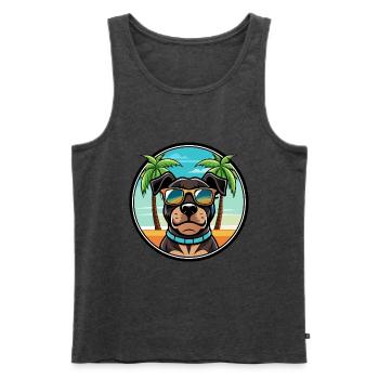 Rottweiler Chien Race Dessin Animé Lunettes De Soleil Plage - Débardeur bio Premium Homme - anthracite chiné - Devant - Michal (187cm)