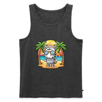Zebra Lustige Cartoon Sommer Strand Sonnenbrille - Männer Premium Bio Tank Top - Anthrazit meliert - Vorne - Michal (187cm)