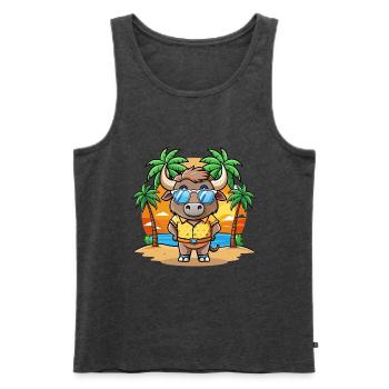 Buffalo Lustige Cartoon Sommer Strand Sonnenbrille - Männer Premium Bio Tank Top - Anthrazit meliert - Vorne - Michal (187cm)
