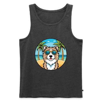 Katalanische Schäferhundrasse Cartoon Sonnenbrille Strand - Männer Premium Bio Tank Top - Anthrazit meliert - Vorne - Michal (187cm)