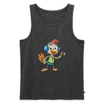 Strauß Lustige Cartoon Figur Kopfhörer Musik - Männer Premium Bio Tank Top - Anthrazit meliert - Vorne - Michal (187cm)