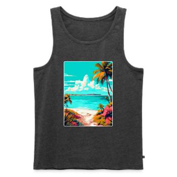 Turks-Caicosinseln Karibik Reiseposter WPA - Männer Premium Bio Tank Top - Anthrazit meliert - Vorne - Michal (187cm)