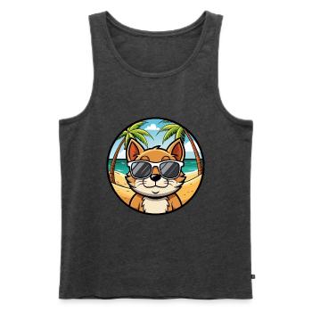 Bambino Katzenrasse Cartoon Sonnenbrille Strand - Männer Premium Bio Tank Top - Anthrazit meliert - Vorne - Michal (187cm)