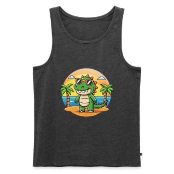 Krokodil Lustige Cartoon Sommer Strand Sonnenbrille - Männer Premium Bio Tank Top - Anthrazit meliert - Vorne - Michal (187cm)