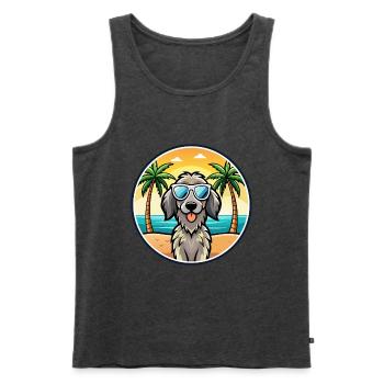 Chien d’arrêt allemand à poil long race dessin animé plage - Débardeur bio Premium Homme - anthracite chiné - Devant - Michal (187cm)