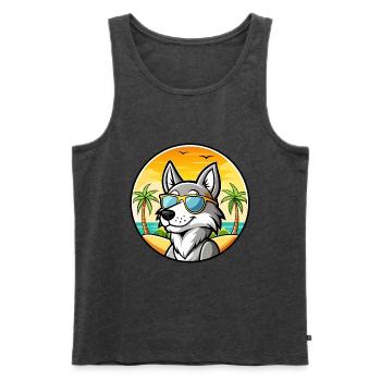 Tschechoslowakische Wolfshundrasse Cartoon Sonnenbrille - Männer Premium Bio Tank Top - Anthrazit meliert - Vorne - Michal (187cm)