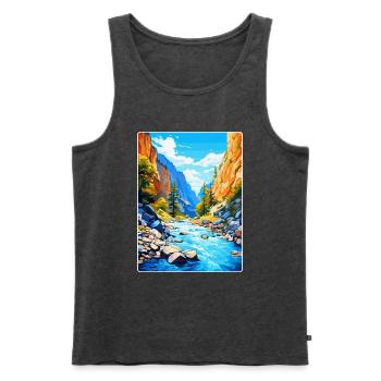 Samaria Schlucht Griechenland Vintage Reise Poster WPA Kunst - Männer Premium Bio Tank Top - Anthrazit meliert - Vorne - Michal (187cm)