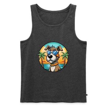 Istrischer Drahthaarhund Hunderasse Cartoon Beach - Männer Premium Bio Tank Top - Anthrazit meliert - Vorne - Michal (187cm)