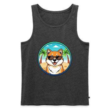 Shih Poo Hunderasse Cartoon Sonnenbrille Strand - Männer Premium Bio Tank Top - Anthrazit meliert - Vorne - Michal (187cm)