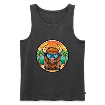 Bison Lustige Cartoon Sommer Strand Sonnenbrille Cool - Männer Premium Bio Tank Top - Anthrazit meliert - Vorne - Michal (187cm)