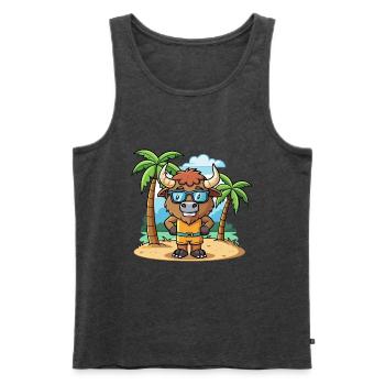 Bison Lustige Cartoon Sommer Strand Sonnenbrille - Männer Premium Bio Tank Top - Anthrazit meliert - Vorne - Michal (187cm)