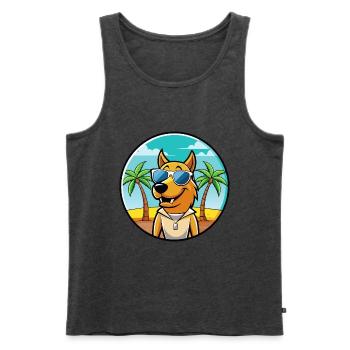 Smaland Hound Hund Rasse Cartoon Sonnenbrille Strand - Männer Premium Bio Tank Top - Anthrazit meliert - Vorne - Michal (187cm)