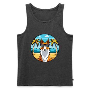 Smooth Collie Hunderasse Cartoon Sonnenbrille Strand - Männer Premium Bio Tank Top - Anthrazit meliert - Vorne - Michal (187cm)