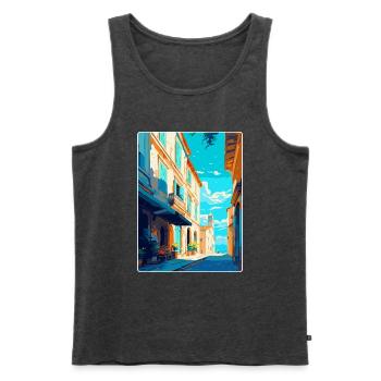 Arles France Affiche de voyage vintage WPA Souvenir - Débardeur bio Premium Homme - anthracite chiné - Devant - Michal (187cm)