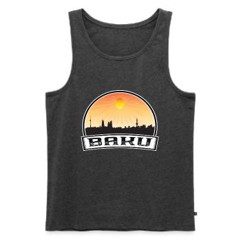 Baku Aserbaidschan Skyline Vintage Sonnenuntergang Reise Souv - Männer Premium Bio Tank Top - Anthrazit meliert - Vorne - Michal (187cm)