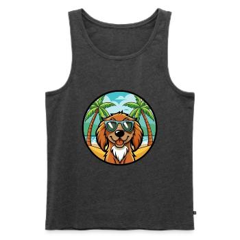 Boykin Spaniel Chien Race Dessin Animé Lunettes De Soleil Plage - Débardeur bio Premium Homme - anthracite chiné - Devant - Michal (187cm)