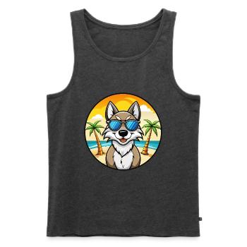 Tschechoslowakische Wolfshundrasse Cartoon Sonnenbrille - Männer Premium Bio Tank Top - Anthrazit meliert - Vorne - Michal (187cm)