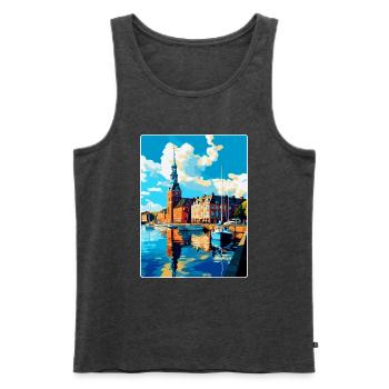 Helsingborg Schweden Vintage Reiseplakat Souvenir - Männer Premium Bio Tank Top - Anthrazit meliert - Vorne - Michal (187cm)
