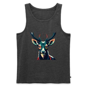Hirsch Zeichentrickfigur Buntes Haustier Tier - Männer Premium Bio Tank Top - Anthrazit meliert - Vorne - Michal (187cm)