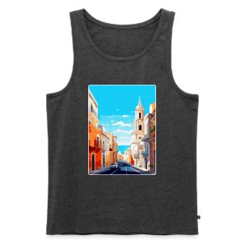 Cadix Espagne Affiche de voyage vintage WPA Art Souvenir - Débardeur bio Premium Homme - anthracite chiné - Devant - Michal (187cm)