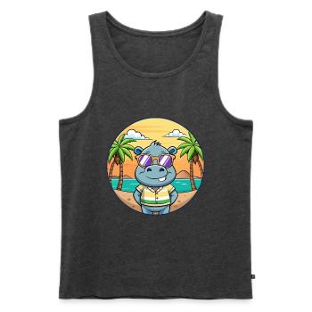 Hippo Lustige Cartoon Sommer Strand Sonnenbrille - Männer Premium Bio Tank Top - Anthrazit meliert - Vorne - Michal (187cm)