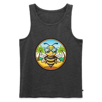 Biene Lustige Cartoon Sommer Strand Sonnenbrille Aufkleber - Männer Premium Bio Tank Top - Anthrazit meliert - Vorne - Michal (187cm)