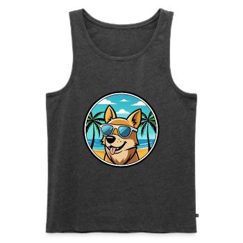Portugiesische Podengo Hunderasse Cartoon Sonnenbrille - Männer Premium Bio Tank Top - Anthrazit meliert - Vorne - Michal (187cm)