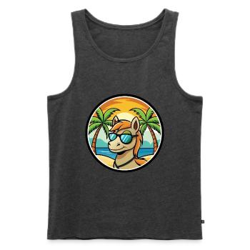 Pony Lustige Cartoon Sommer Strand Sonnenbrille Aufkleber - Männer Premium Bio Tank Top - Anthrazit meliert - Vorne - Michal (187cm)