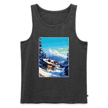 Megève France Affiche de voyage vintage WPA Souvenir - Débardeur bio Premium Homme - anthracite chiné - Devant - Michal (187cm)