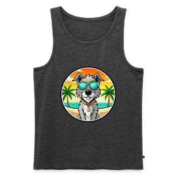 Irischer Wolfshund Hunderasse Cartoon Sonnenbrille Strand - Männer Premium Bio Tank Top - Anthrazit meliert - Vorne - Michal (187cm)