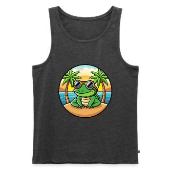Frosch Lustige Cartoon Sommer Strand Sonnenbrille Aufkleber - Männer Premium Bio Tank Top - Anthrazit meliert - Vorne - Michal (187cm)