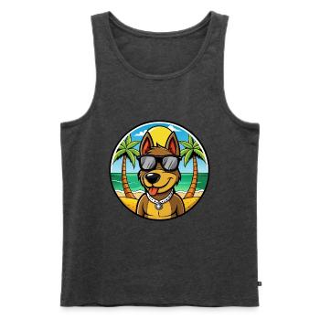 Deutscher Jagdterrier Hunderasse Cartoon Beach - Männer Premium Bio Tank Top - Anthrazit meliert - Vorne - Michal (187cm)