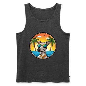 Lurcher Hunderasse Cartoon Sonnenbrille Strand - Männer Premium Bio Tank Top - Anthrazit meliert - Vorne - Michal (187cm)