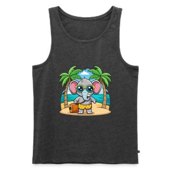 Elefant Lustige Cartoon Sommer Strand Sonnenbrille - Männer Premium Bio Tank Top - Anthrazit meliert - Vorne - Michal (187cm)